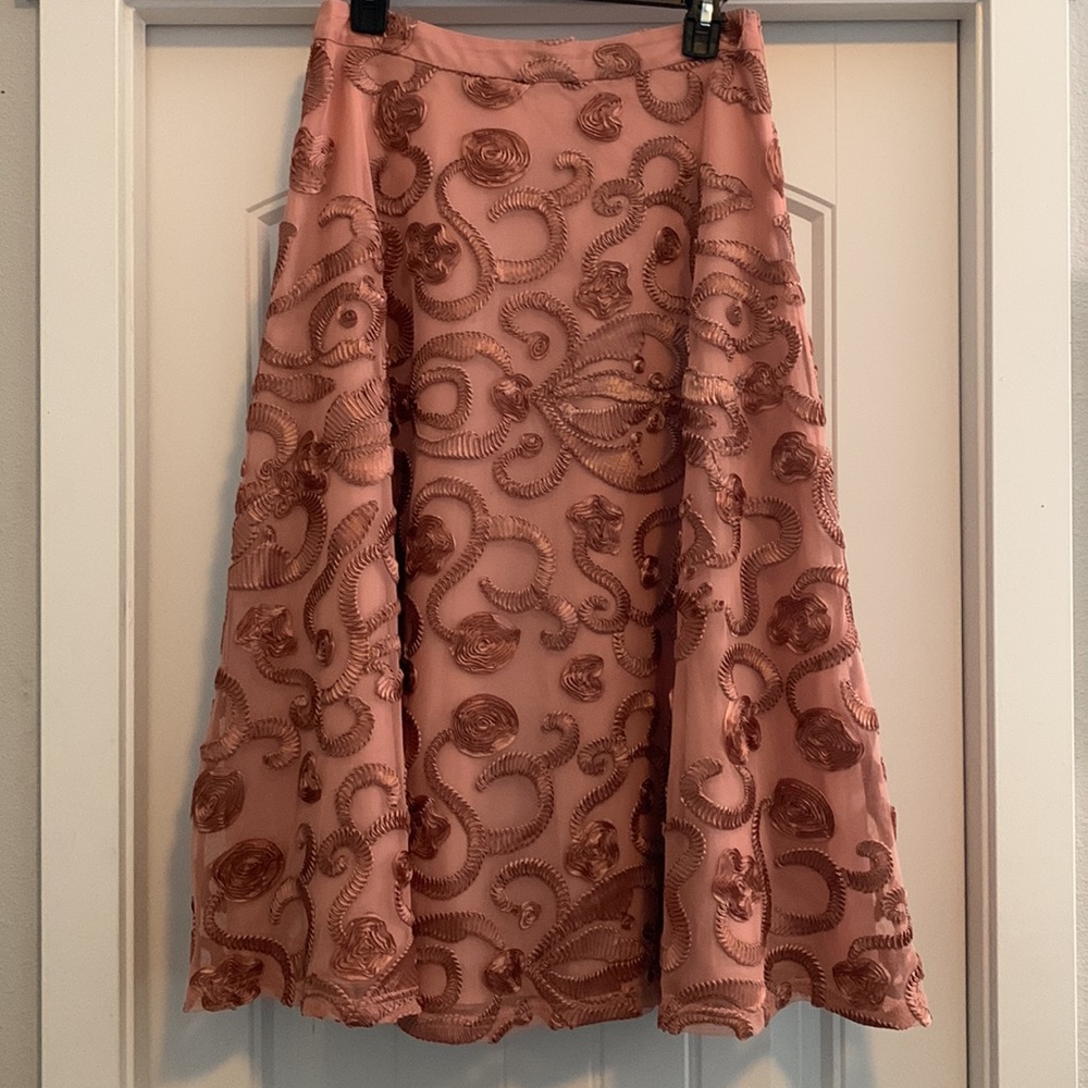Champagne and Strawberry Dusty Pink Textured Skirt Medium